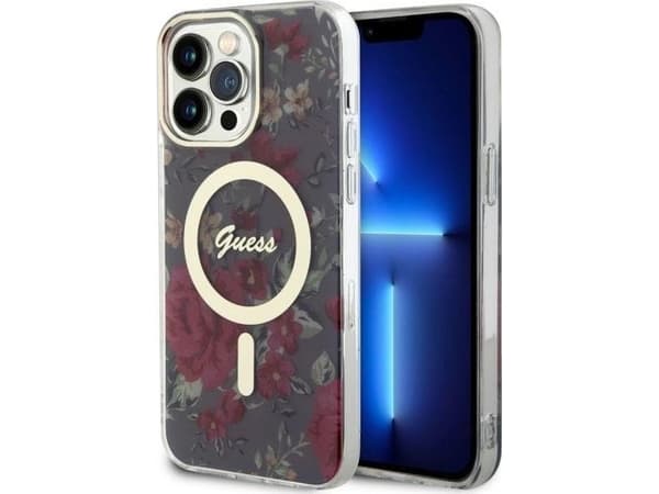 Guess GUHMP14XHCFWSA iPhone 14 Pro Max 6,7" grønn/khaki hardt deksel Flower MagSafe