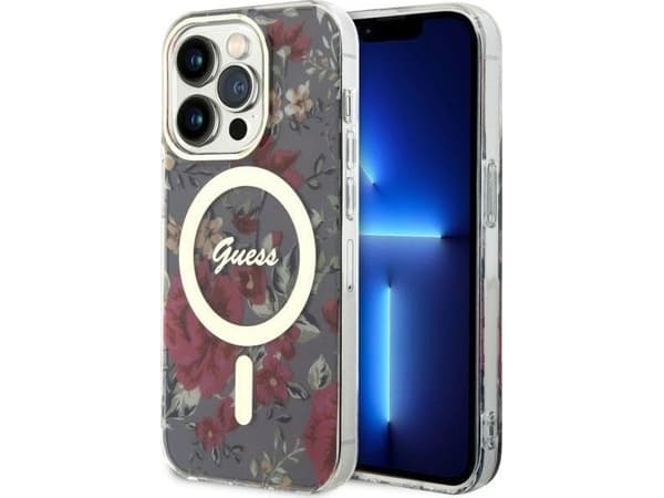 Guess GUHMP14LHCFWSA iPhone 14 Pro 6.1 , grønn/øyefarget hardt deksel Flower MagSafe