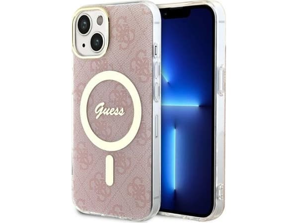 Guess Fodral till iPhone 14 Pro 6,1" GUHMP14SH4STP rosa fodral Magsafe IML 4G