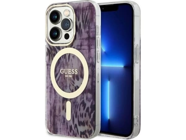 Guess GUHMP14LHLEOPWP iPhone 14 Pro 6.1" rosa/rosa hardt deksel Leopard MagSafe