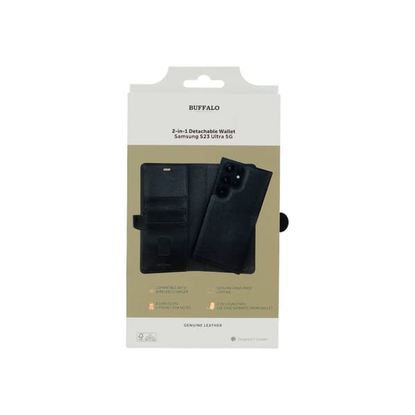 Buffalo Mobilcover Læder 2-i-1 Sort - Samsung S23 Ultra 5G