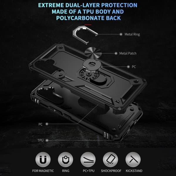 Til Samsung Galaxy A54 5G Stødsikker Kickstand Telefontaske Bilmonteret metalplade