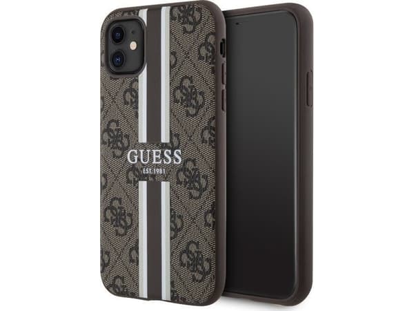 Guess GUHMN61P4RPSW iPhone 11 / Xrbrown hardcase 4G Printed Stripes MagSafe