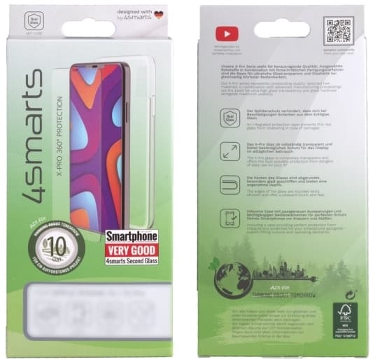4smarts - 360° starter set - beskyttelsesboks for mobiltelefon - herdeet glass (10 H), oleofobisk belegg, termoplast-polyuretan (TPU), hydrophobic co