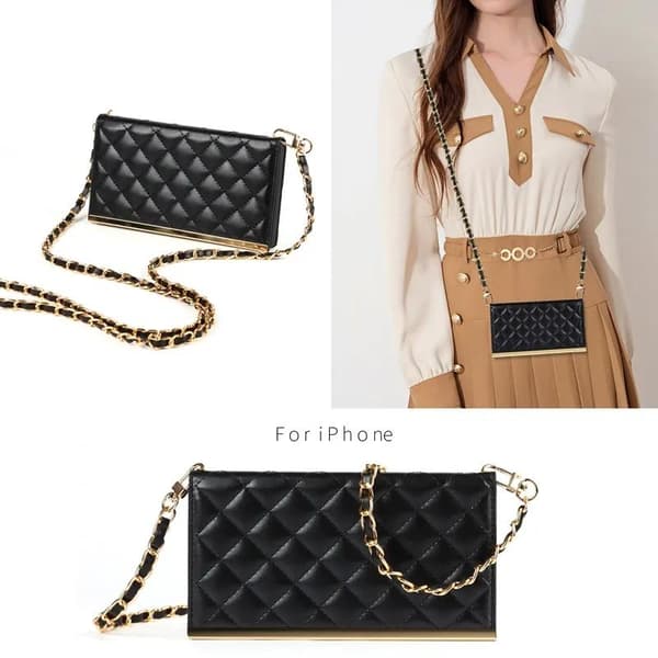 iPhone 14 Pro Max Luxury Crossbody -puhelinkotelo - Käännettävä lompakko irrotettavalla hihnalla