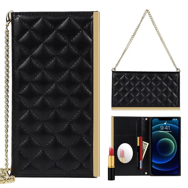 iPhone 14 Pro Max Luxury Crossbody -puhelinkotelo - Käännettävä lompakko irrotettavalla hihnalla