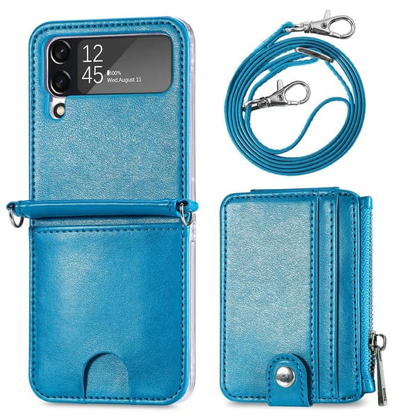 Samsung Galaxy Z Flip 3 - Mobilskal med Korthållare Blå