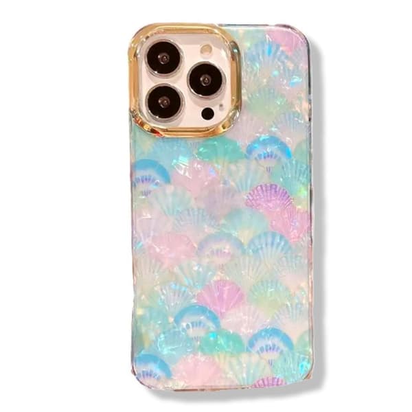 Ylellinen designkotelo iPhone 14 Pro -mobiilikotelo Mother of Pearl Shells Purppura Pinkki Sininen