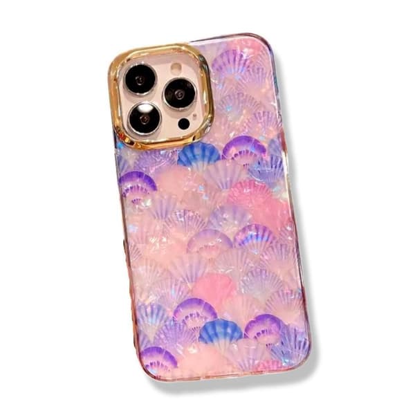 Ylellinen designkotelo iPhone 14 Pro -mobiilikotelo Mother of Pearl Shells Purppura Pinkki Sininen