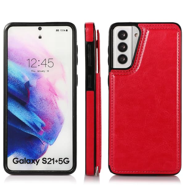 Smart Skal med Kortfack - Samsung Galaxy S21 Rosaröd