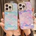 Miniatyrbillede 1 af 5: Luksus Designer Case iPhone 14 Plus Mobil Case Mother of Pearl Shells Lilla Pink Blå