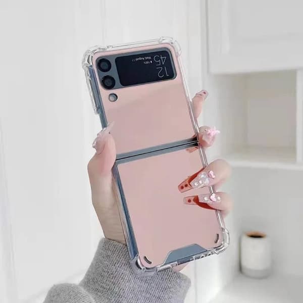 Laadukas meikkipeili Samsung Galaxy Z-Flip 4 -puhelimelle - täydellinen meikki- ja kauneusrutiineihin Vaaleanpunainen One-size