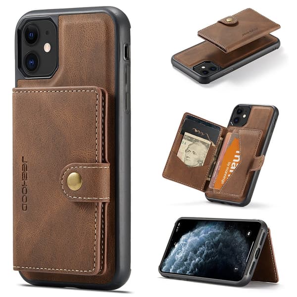iPhone 12/12 Pro - Skal med Korthållare Brun