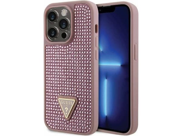 Guess-deksel til iPhone 14 Pro 6.1" GUHCP14LHDGTPP Rosa hardt deksel Mountain Crystal Triangle