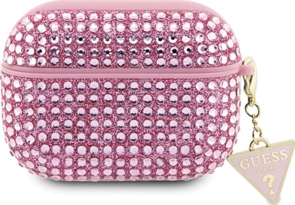 Guess Äkta APPLE AIRPODS PRO Guess Hårt fodral Strass Triangel (GUAPHDGTPP) rosa