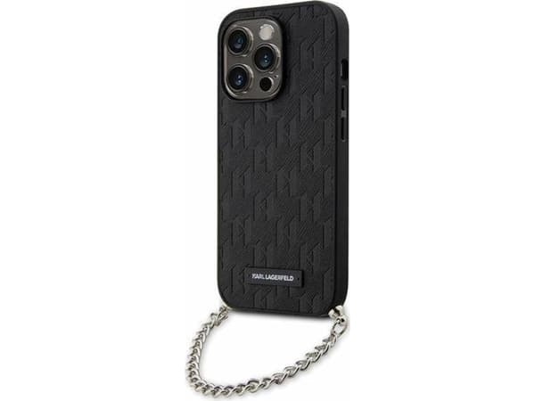 Karl Lagerfeld KLHCP14LSACKLHPK iPhone 14 Pro 6.1 svart/svart hardt deksel Saffiano Monogram Chain