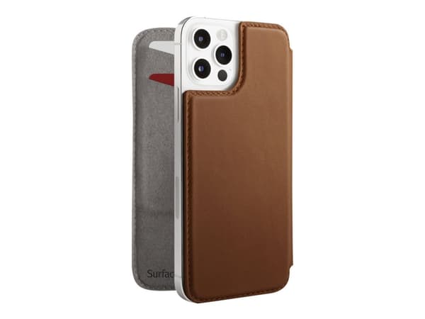 „Twelve South SurfacePad“, skirta „iPhone 12 Pro Max“ – plona skustuvo oda – konjakas
