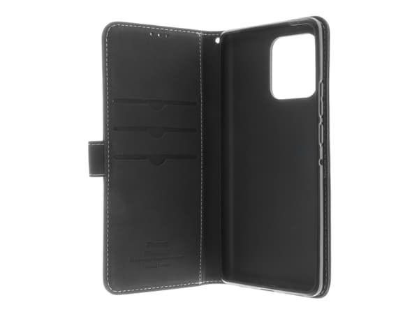 Insmat - Lommebok for mobiltelefon - ekte skinn, polykarbonat, bomullssting, kartong+papir, polyuretan (PU) - svart - for Motorola Edge 40 Pro
