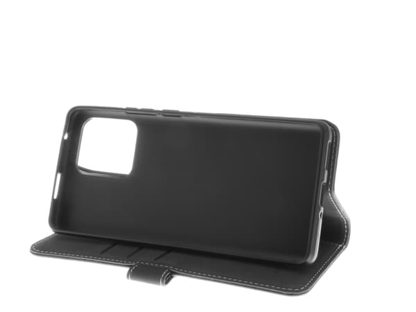 Insmat - Lommebok for mobiltelefon - ekte skinn, polykarbonat, bomullssting, kartong+papir, polyuretan (PU) - svart - for Motorola Edge 40 Pro