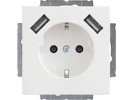 BUSCH JAEGER dobbel stikkontakt SCHUKO 20 EUCB2USB-84 2x USB studio hvit ( 2CKA002011A6273 )