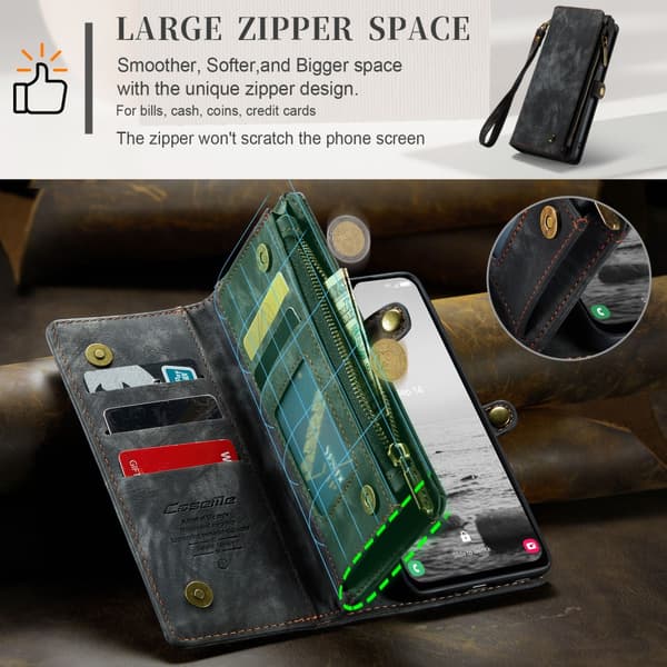 CaseMe Multi-Slot 2 i 1 Plånboksfodral Galaxy A34 Svart