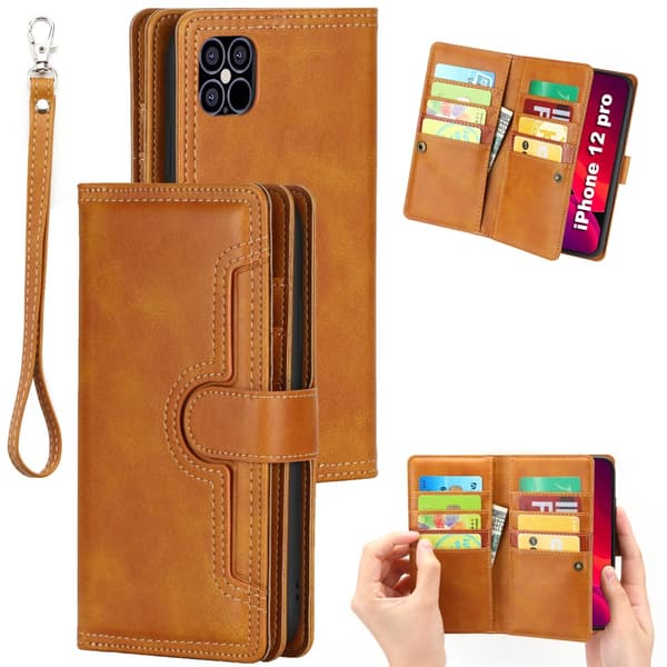 Plånboksfodral Multi-Slot iPhone 12/12 Pro Cognac