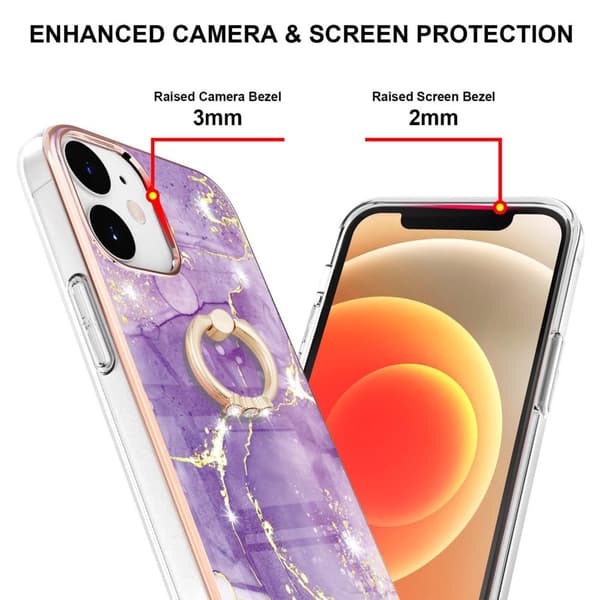 Skal Med Ringhållare Iphone 12 /12 Pro Lila marmor