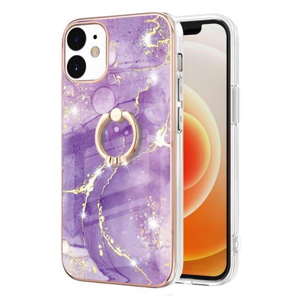 Skal Med Ringhållare Iphone 12 /12 Pro Lila marmor