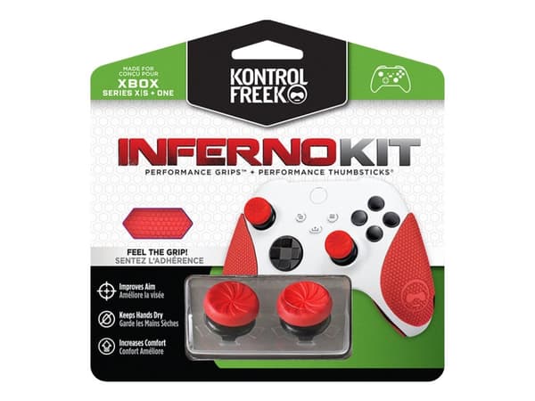 KontrolFreek Performance Inferno Kit - Tippads og grep for gamepad-feste - svart på rødt - for Microsoft Xbox (One, One X, One S, Series X, Series S)