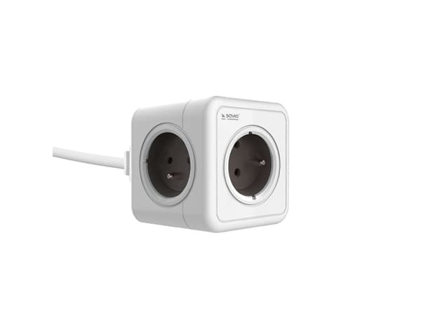 SAVIO PC-02 - Flerkoplingslist - powercube - AC 230 V - 3680 watt - utgangskontakter: 5 (5 x power 2-pole) - 1.5 m kabel - hvit