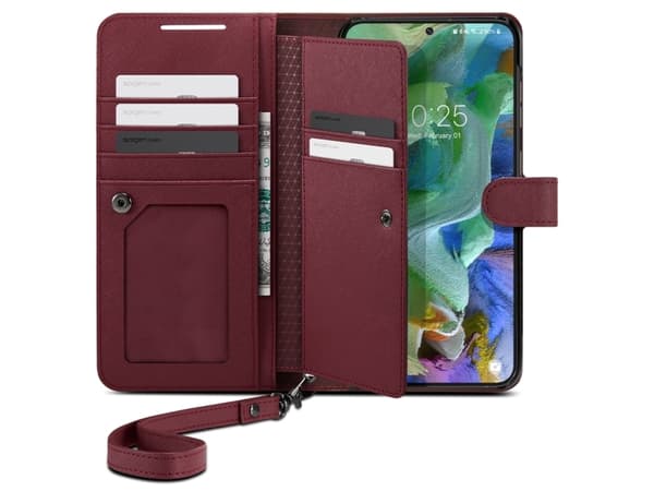 Spigen Wallet S Plus, Tegnebogsetui, Samsung, Galaxy S23 Plus, 16,8 cm (6,6"), Burgundy