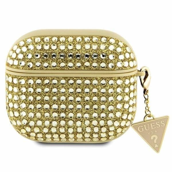 Guess AirPods 3 Skal Rhinestone Triangle Charm - Guld