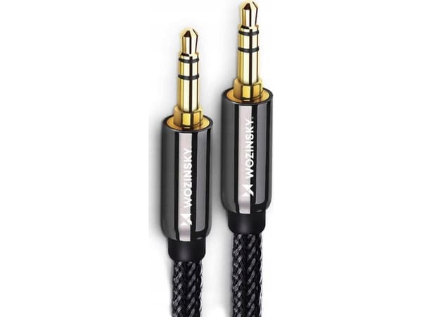 Wozinsky universal mini jack 2x AUX kabel 1,5 m svart