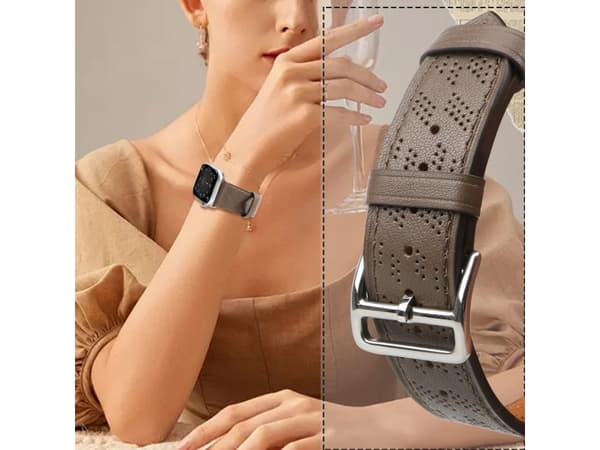 Hurtel läderarmband Apple Watch Ultra, SE, 8, 7, 6, 5, 4, 3, 2, 1 (49, 45, 44, 42 mm) armband mörkbrun