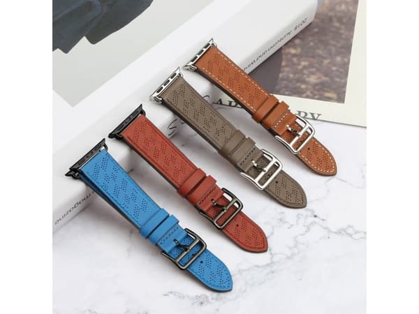 Hurtel läderarmband Apple Watch Ultra, SE, 8, 7, 6, 5, 4, 3, 2, 1 (49, 45, 44, 42 mm) armband mörkbrun