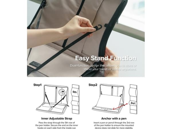 Ringke Smart Zip Pouch universaali kannettavan tietokoneen kotelo tabletti (jopa 13'') jalusta laukku järjestäjä beige