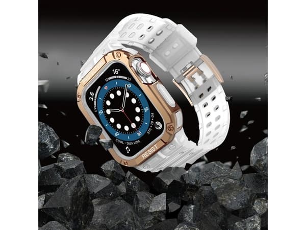 Hurtel Protect Armband med fodral för Watch 7 / 6 / 5 / 4 / 3 / 2 / SE (45 / 44 / 42mm) fodral bepansrat klockfodral rosa