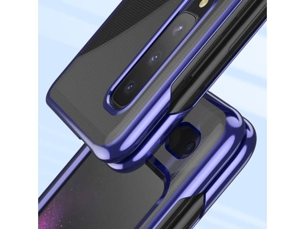 Hurtel Plating Case hardt dekseldeksel med metallramme for Samsung Galaxy Fold blå