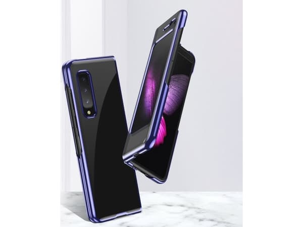 Hurtel Plating Case hardt dekseldeksel med metallramme for Samsung Galaxy Fold blå