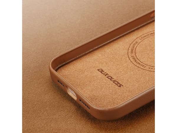 Dux Ducis Dux Ducis Dux Ducis Grit nahkakotelo iPhone 14 Pro Max tyylikäs tekonahkainen suojus (yhteensopiva MagSafe) ruskea