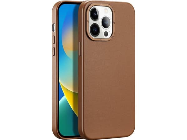 Dux Ducis Dux Ducis Dux Ducis Grit nahkakotelo iPhone 14 Pro Max tyylikäs tekonahkainen suojus (yhteensopiva MagSafe) ruskea