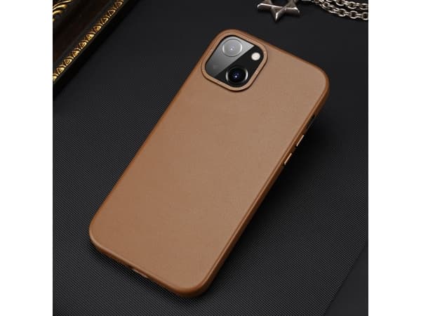 Dux Ducis Dux Ducis Grit Lærveske til iPhone 14 Max Elegant kunstskinndeksel (MagSafe-kompatibel) Brun
