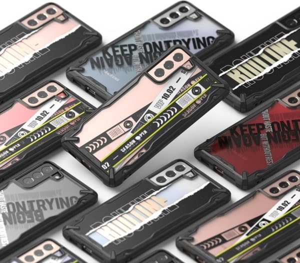 Ringke Ringke Fusion X Design pansret deksel med ramme for Samsung Galaxy S21+ 5G (S21 Plus 5G) svart (Rutine) (XDSG0054)