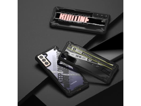 Ringke Ringke Fusion X Design pansret deksel med ramme for Samsung Galaxy S21+ 5G (S21 Plus 5G) svart (Rutine) (XDSG0054)