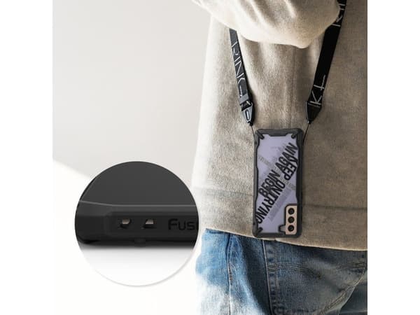 Ringke Ringke Fusion X Design pansret deksel med ramme for Samsung Galaxy S21+ 5G (S21 Plus 5G) svart (Rutine) (XDSG0054)