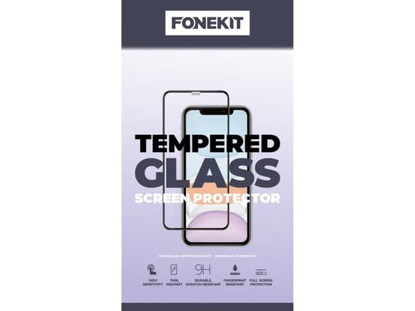 FoneKit Full Cover -panssarilasi, iPhone 14 Pro, musta