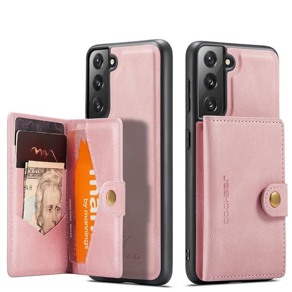 Samsung Galaxy S21 - Elegant Skyddsskal med Kortplatser Roséguld