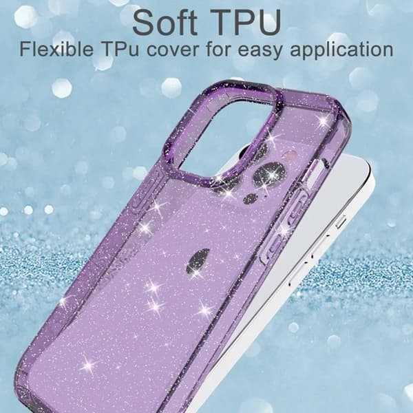 iPhone 14 Pro Max Mobilskal Glitter Powder - Transparent Lila