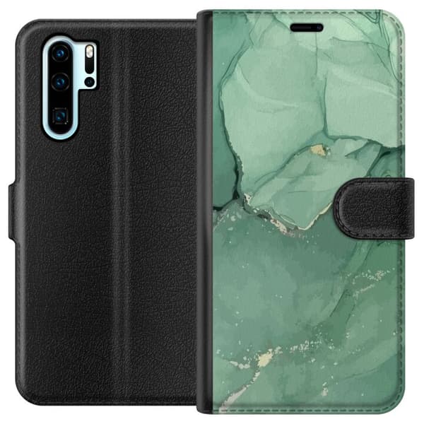 Huawei P30 Pro Tegnebogsetui Grøn marmor