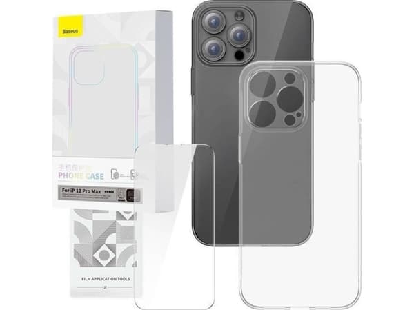 Baseus beskyttende Baseus Corning gjennomsiktig deksel og herdet glass for iPhone 12 Pro Max
